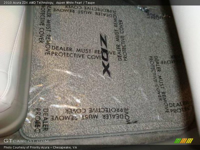 Aspen White Pearl / Taupe 2010 Acura ZDX AWD Technology