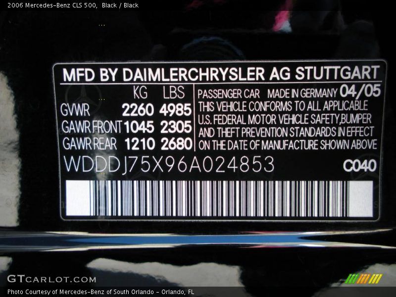 Black / Black 2006 Mercedes-Benz CLS 500