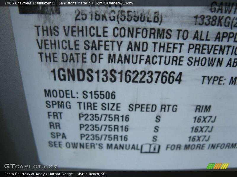 Sandstone Metallic / Light Cashmere/Ebony 2006 Chevrolet TrailBlazer LS