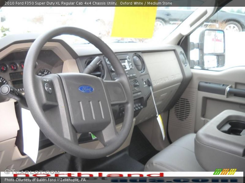 Oxford White / Medium Stone 2010 Ford F350 Super Duty XL Regular Cab 4x4 Chassis Utility