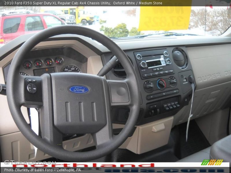 Oxford White / Medium Stone 2010 Ford F350 Super Duty XL Regular Cab 4x4 Chassis Utility