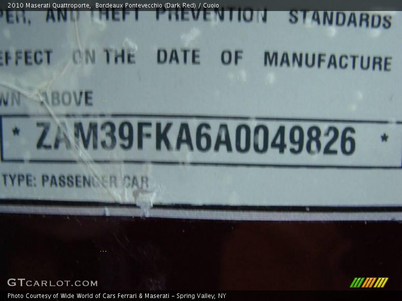 Bordeaux Pontevecchio (Dark Red) / Cuoio 2010 Maserati Quattroporte