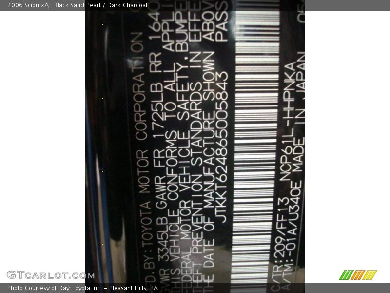 Black Sand Pearl / Dark Charcoal 2006 Scion xA
