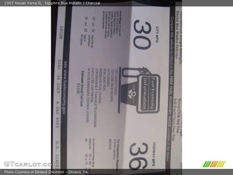 Sapphire Blue Metallic / Charcoal 2007 Nissan Versa SL