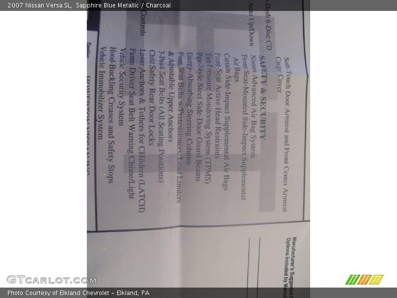 Sapphire Blue Metallic / Charcoal 2007 Nissan Versa SL
