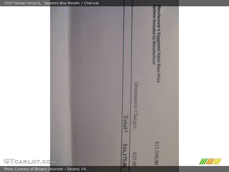 Sapphire Blue Metallic / Charcoal 2007 Nissan Versa SL