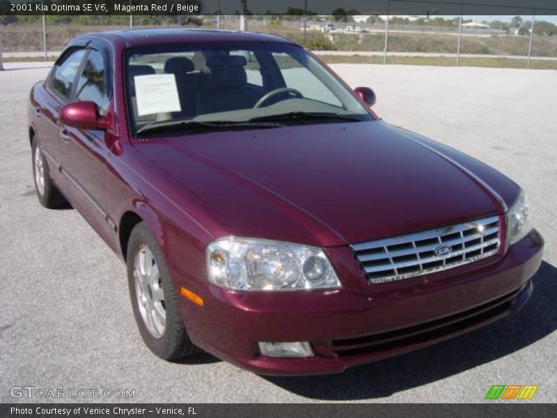 Magenta Red / Beige 2001 Kia Optima SE V6