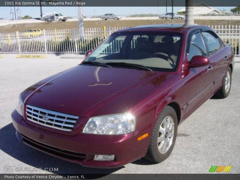 Magenta Red / Beige 2001 Kia Optima SE V6