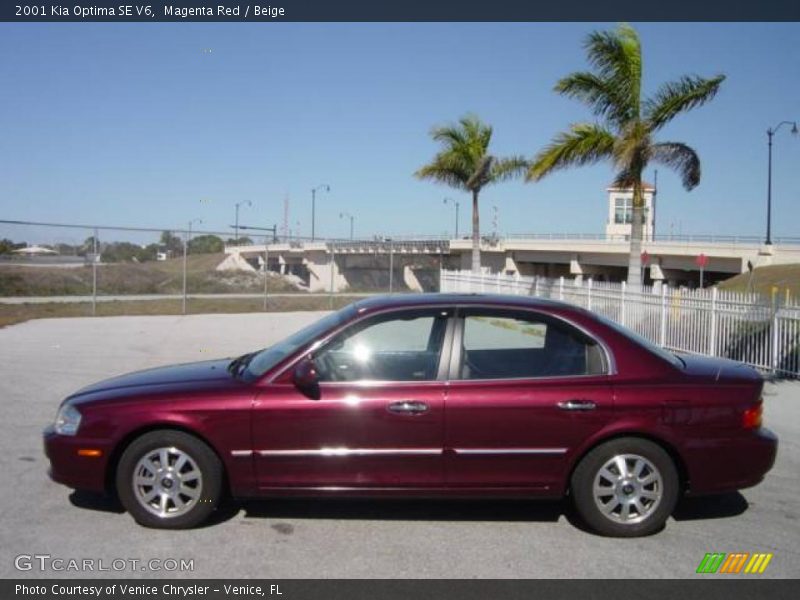 Magenta Red / Beige 2001 Kia Optima SE V6
