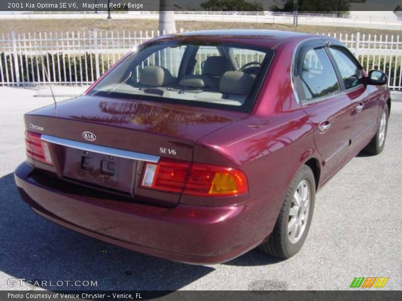 Magenta Red / Beige 2001 Kia Optima SE V6