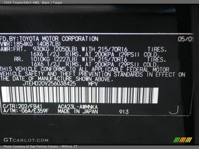 Black / Taupe 2005 Toyota RAV4 4WD