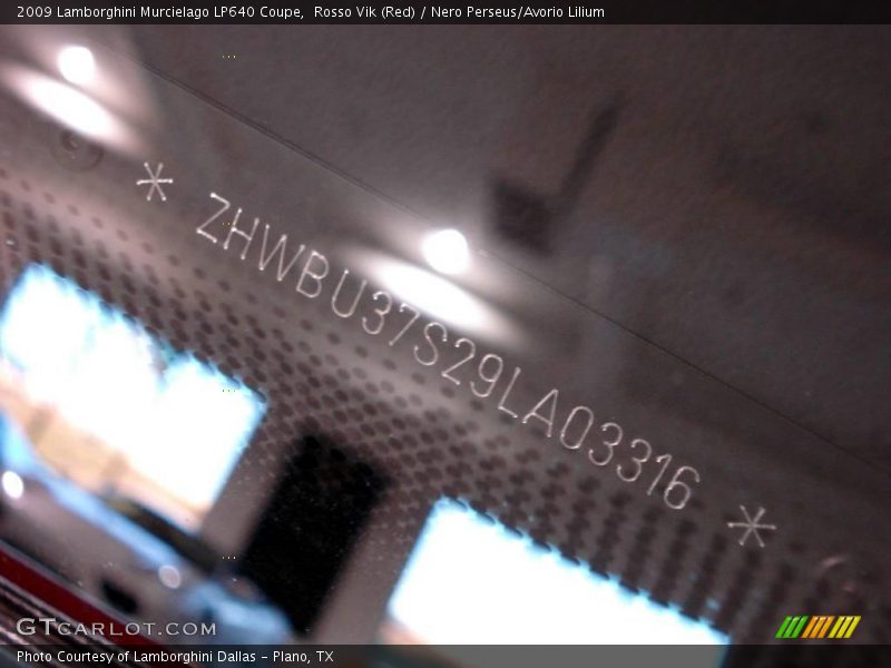 Info Tag of 2009 Murcielago LP640 Coupe