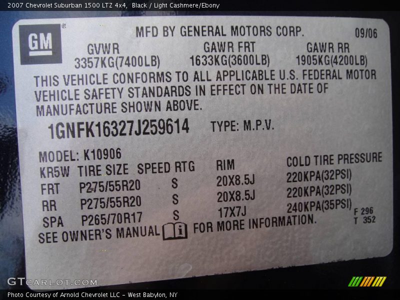 Black / Light Cashmere/Ebony 2007 Chevrolet Suburban 1500 LTZ 4x4