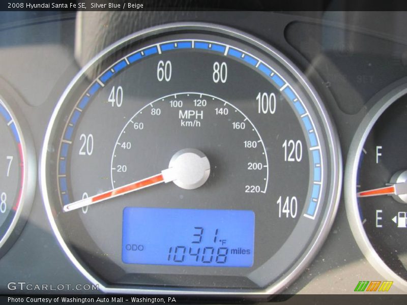 Silver Blue / Beige 2008 Hyundai Santa Fe SE