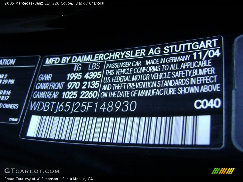 Black / Charcoal 2005 Mercedes-Benz CLK 320 Coupe