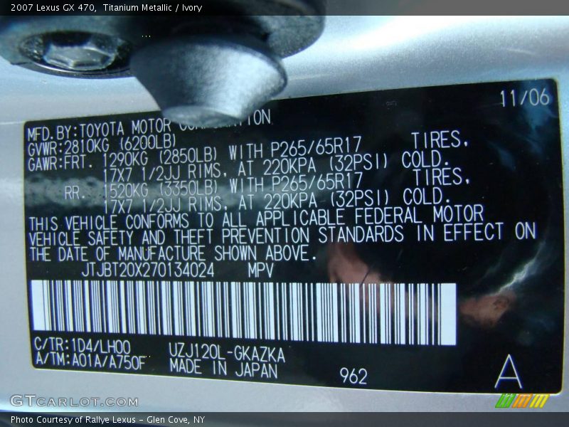 Titanium Metallic / Ivory 2007 Lexus GX 470