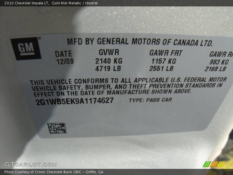 Gold Mist Metallic / Neutral 2010 Chevrolet Impala LT