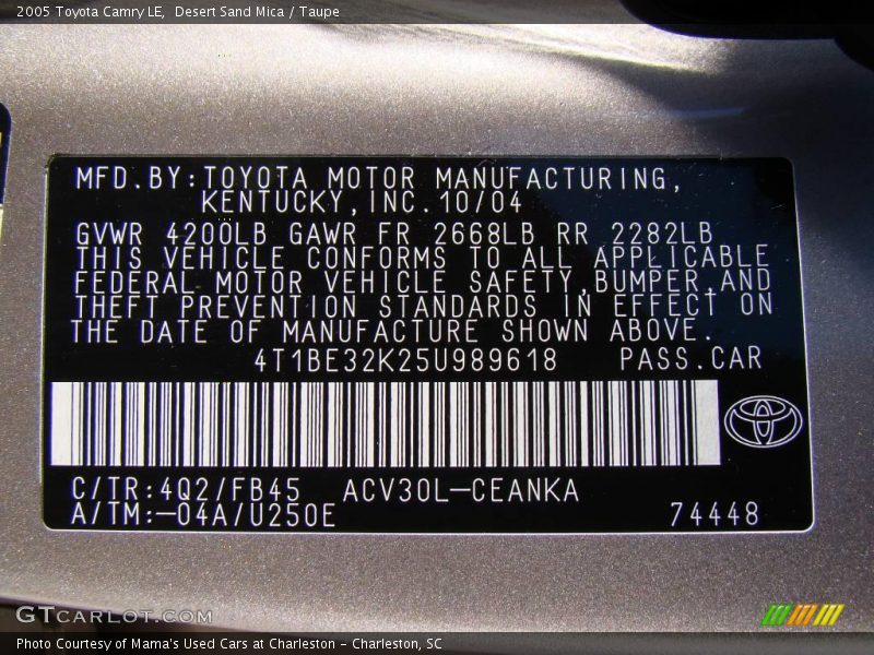 Desert Sand Mica / Taupe 2005 Toyota Camry LE