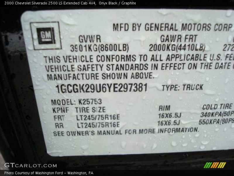 Onyx Black / Graphite 2000 Chevrolet Silverado 2500 LS Extended Cab 4x4