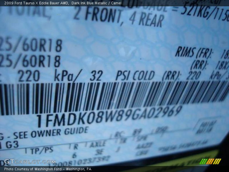 Dark Ink Blue Metallic / Camel 2009 Ford Taurus X Eddie Bauer AWD