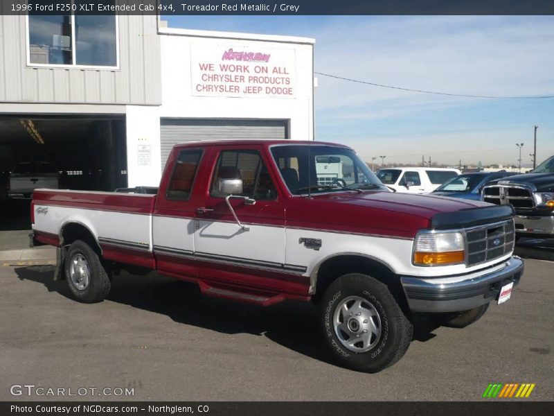 Toreador Red Metallic / Grey 1996 Ford F250 XLT Extended Cab 4x4