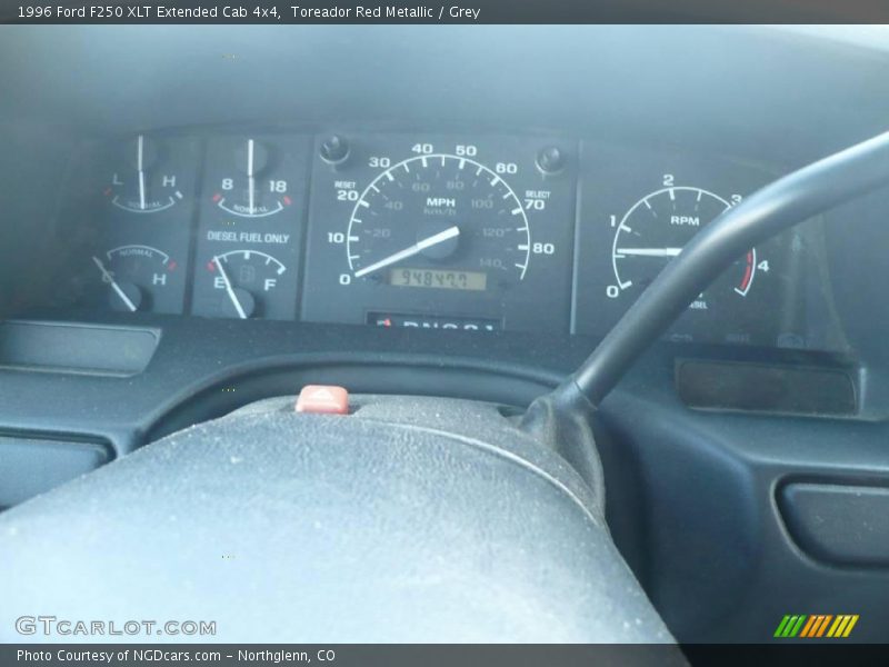 Toreador Red Metallic / Grey 1996 Ford F250 XLT Extended Cab 4x4