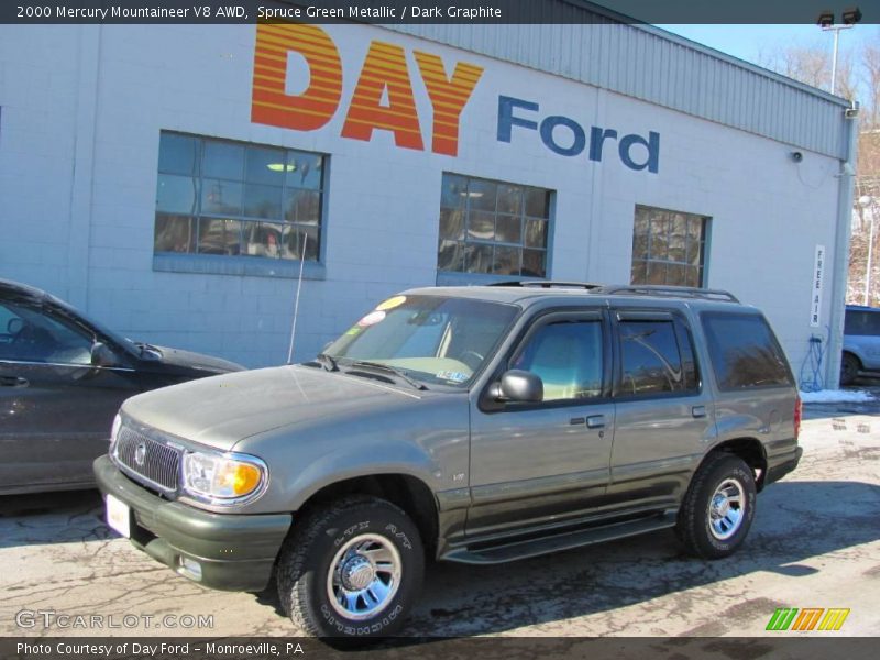 Spruce Green Metallic / Dark Graphite 2000 Mercury Mountaineer V8 AWD