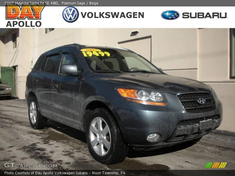 Platinum Sage / Beige 2007 Hyundai Santa Fe SE 4WD
