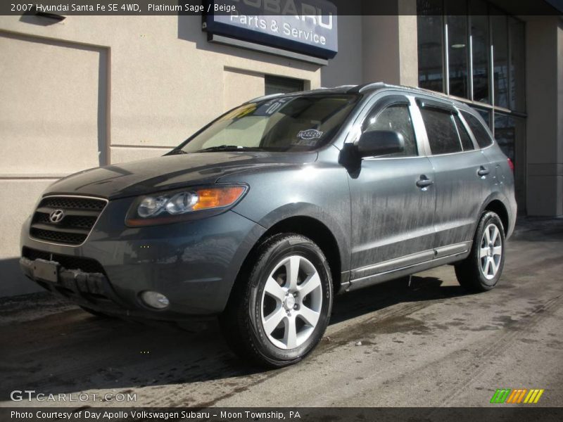 Platinum Sage / Beige 2007 Hyundai Santa Fe SE 4WD