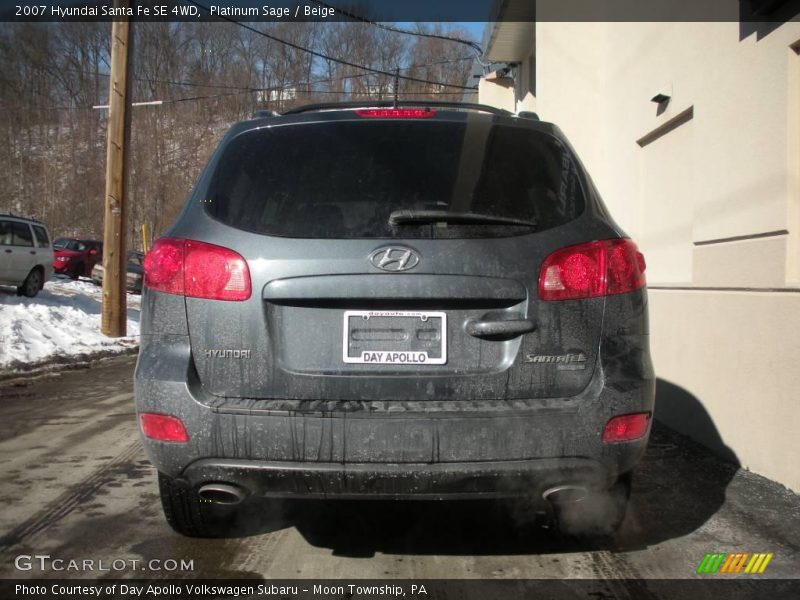 Platinum Sage / Beige 2007 Hyundai Santa Fe SE 4WD
