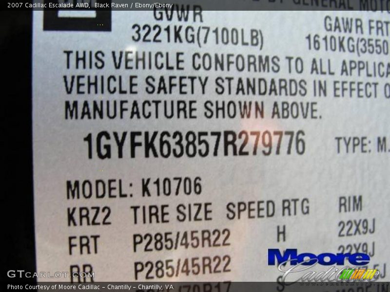 Black Raven / Ebony/Ebony 2007 Cadillac Escalade AWD