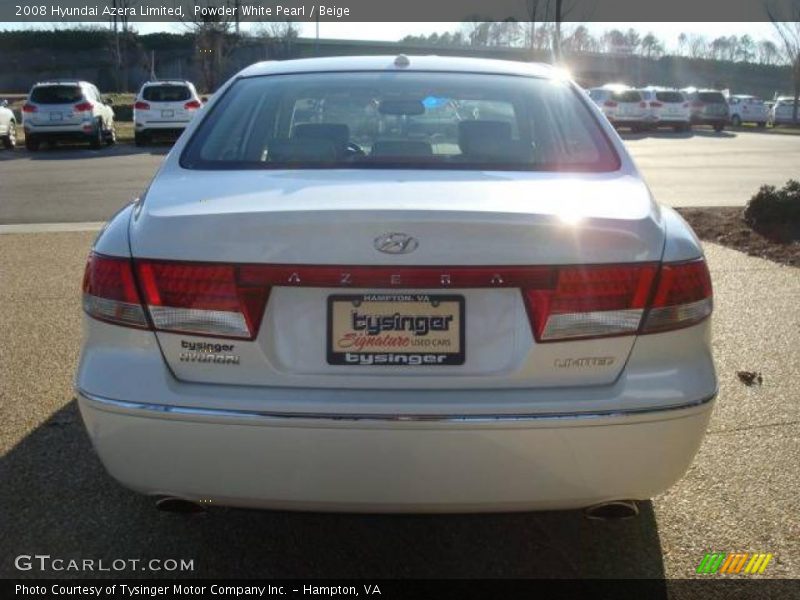 Powder White Pearl / Beige 2008 Hyundai Azera Limited