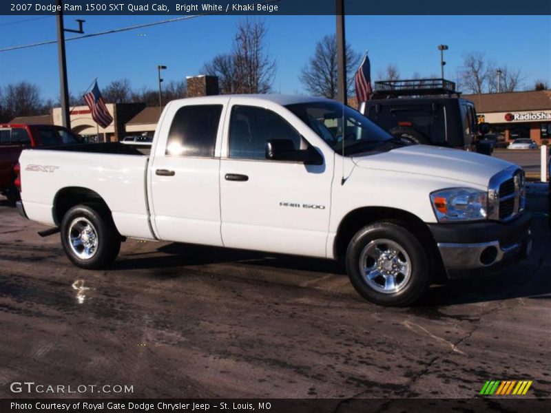 Bright White / Khaki Beige 2007 Dodge Ram 1500 SXT Quad Cab