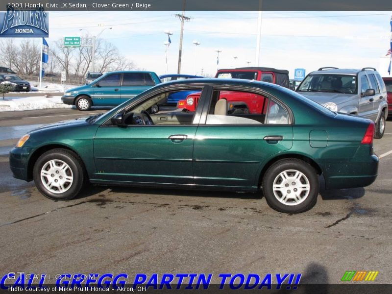 Clover Green / Beige 2001 Honda Civic LX Sedan