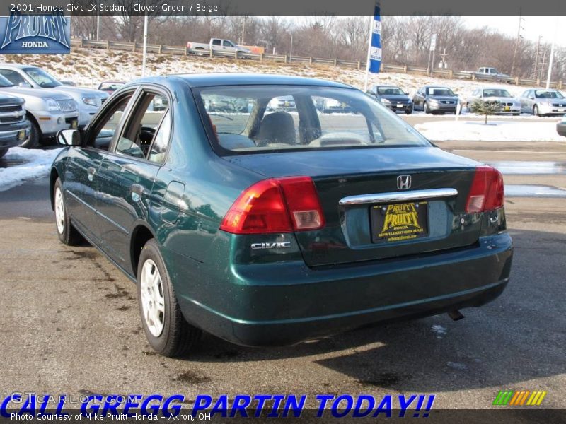 Clover Green / Beige 2001 Honda Civic LX Sedan