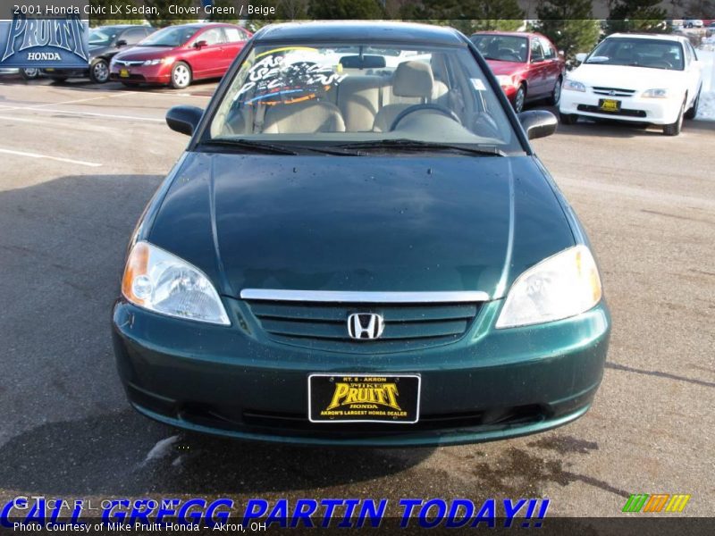 Clover Green / Beige 2001 Honda Civic LX Sedan