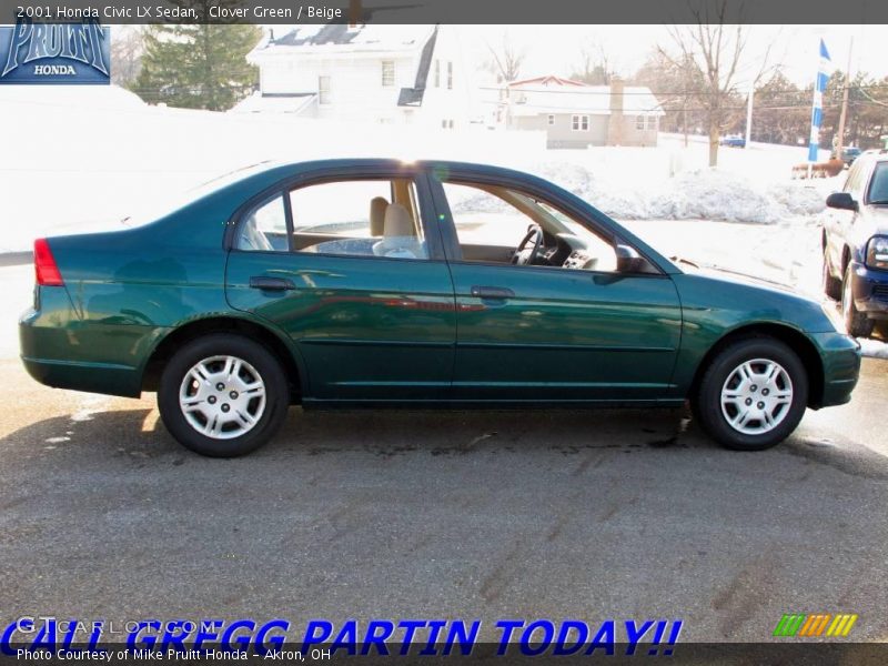 Clover Green / Beige 2001 Honda Civic LX Sedan