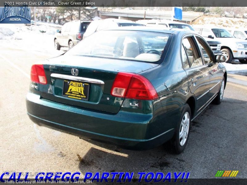 Clover Green / Beige 2001 Honda Civic LX Sedan