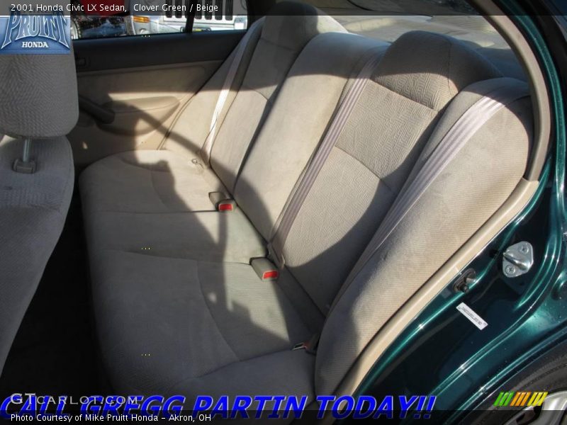 Clover Green / Beige 2001 Honda Civic LX Sedan
