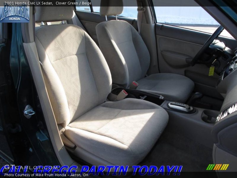 Clover Green / Beige 2001 Honda Civic LX Sedan