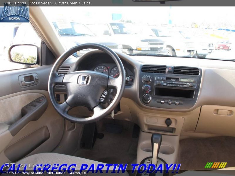 Clover Green / Beige 2001 Honda Civic LX Sedan