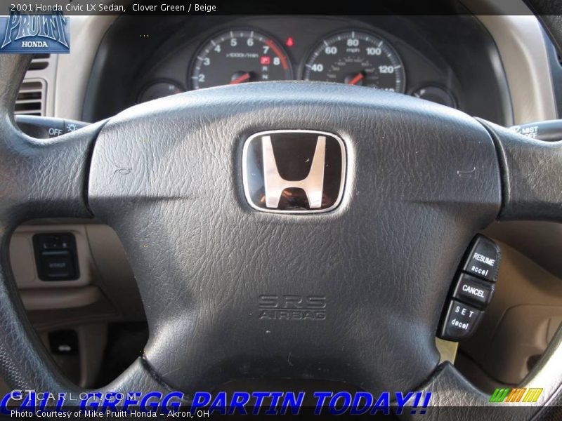 Clover Green / Beige 2001 Honda Civic LX Sedan