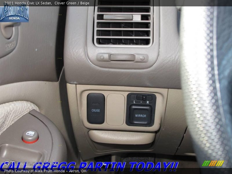 Clover Green / Beige 2001 Honda Civic LX Sedan