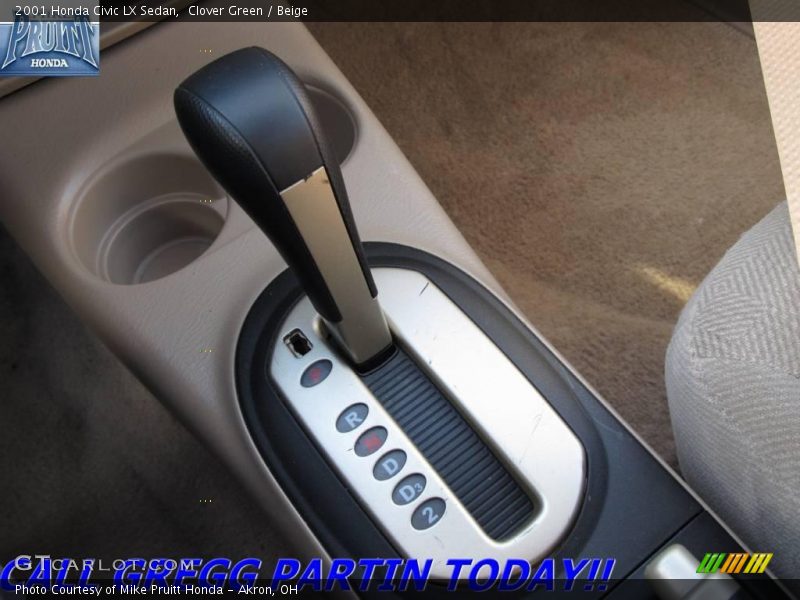Clover Green / Beige 2001 Honda Civic LX Sedan