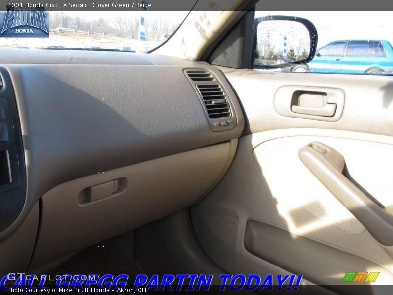 Clover Green / Beige 2001 Honda Civic LX Sedan