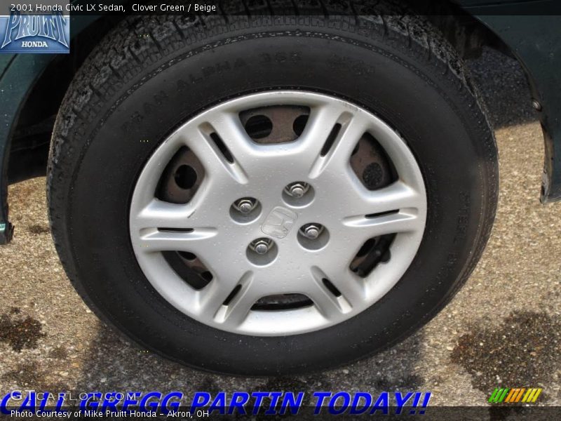 Clover Green / Beige 2001 Honda Civic LX Sedan