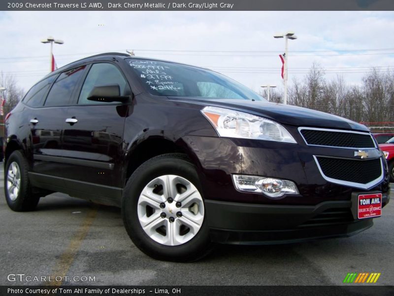 Dark Cherry Metallic / Dark Gray/Light Gray 2009 Chevrolet Traverse LS AWD