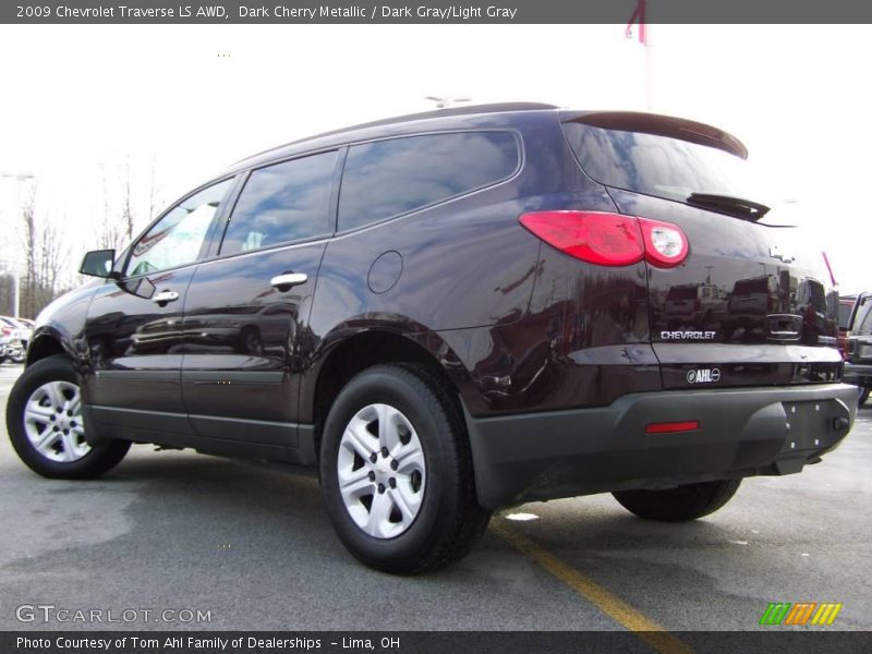 Dark Cherry Metallic / Dark Gray/Light Gray 2009 Chevrolet Traverse LS AWD
