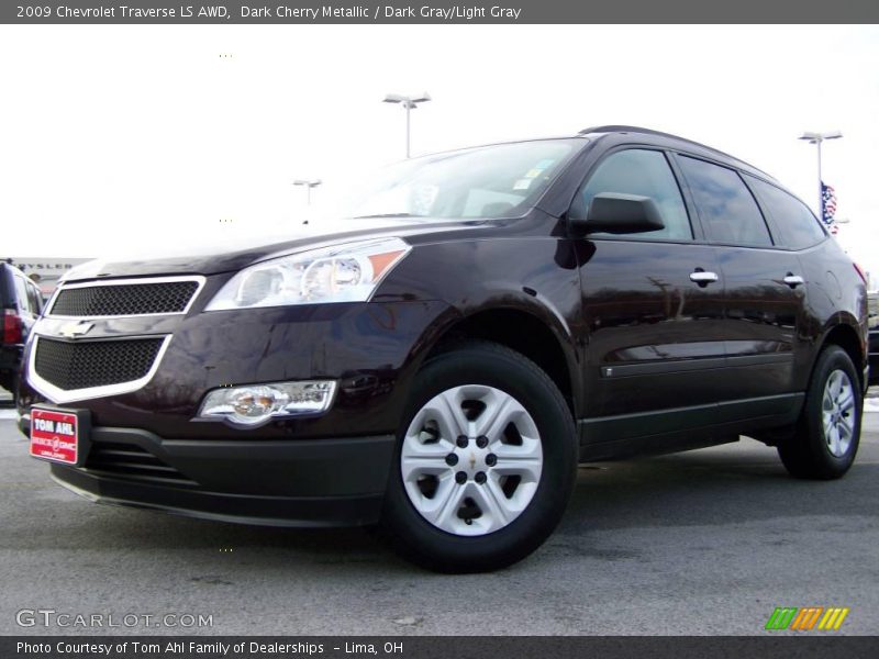 Dark Cherry Metallic / Dark Gray/Light Gray 2009 Chevrolet Traverse LS AWD