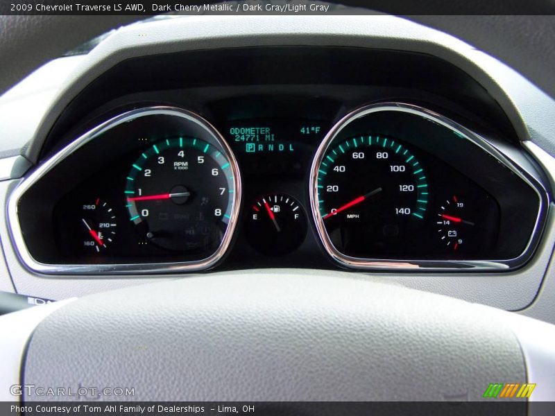 Dark Cherry Metallic / Dark Gray/Light Gray 2009 Chevrolet Traverse LS AWD